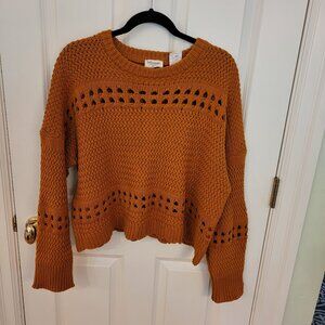NWT Talisman Cropped Open Weave Scalloped Ribbed Hem Ryder Sweater size M/L